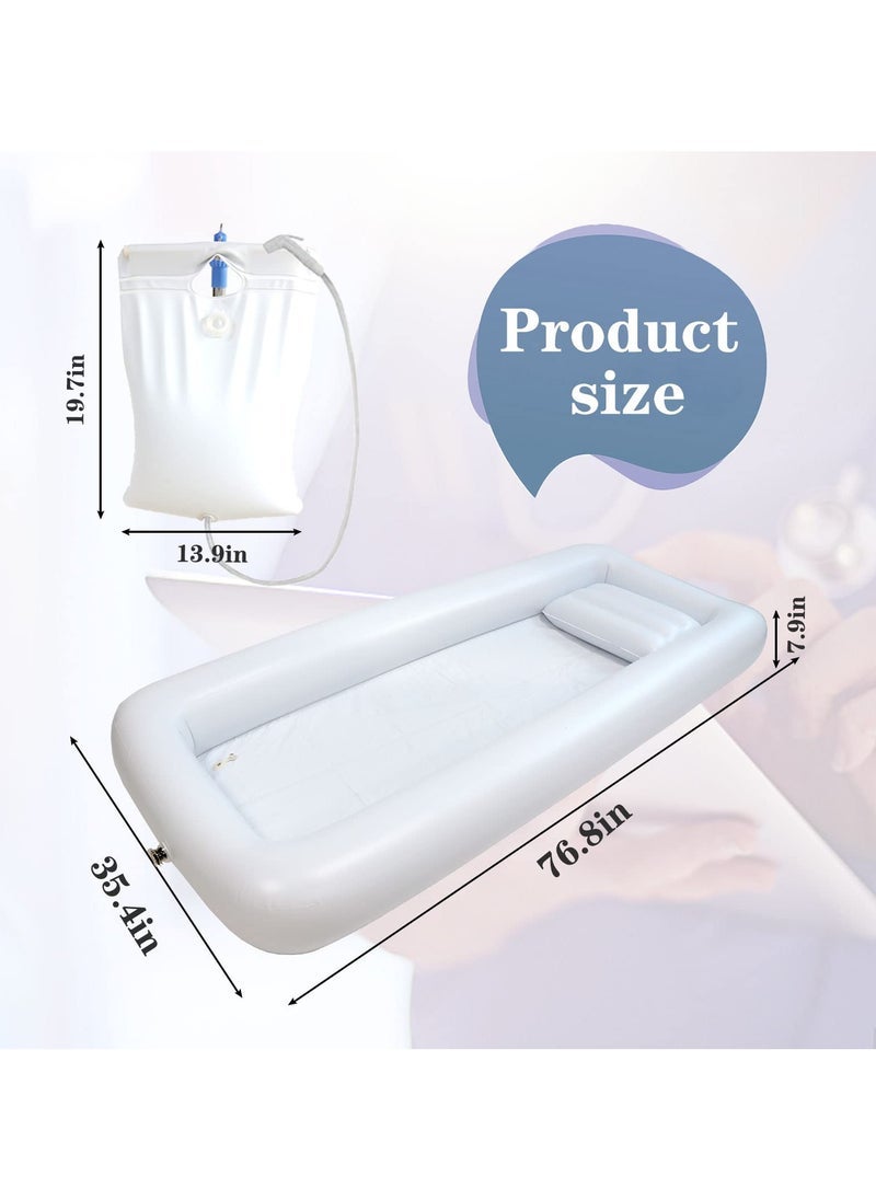 شو وو حوض استحمام طبي قابل للنفخ للمرضى طريحي الفراش ، حوض استحمام محمول PVC مع كيس ماء ، مضخة هواء كهربائية ، وسادة هوائية لكبار السن ، الحوامل ، المعاقين ، طريحي الفراش ، كبار السن ، المعاقين - Image 3