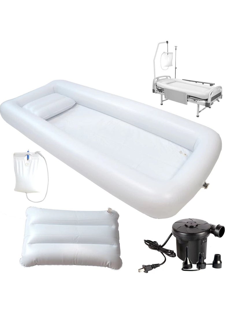 شو وو حوض استحمام طبي قابل للنفخ للمرضى طريحي الفراش ، حوض استحمام محمول PVC مع كيس ماء ، مضخة هواء كهربائية ، وسادة هوائية لكبار السن ، الحوامل ، المعاقين ، طريحي الفراش ، كبار السن ، المعاقين - Image 2