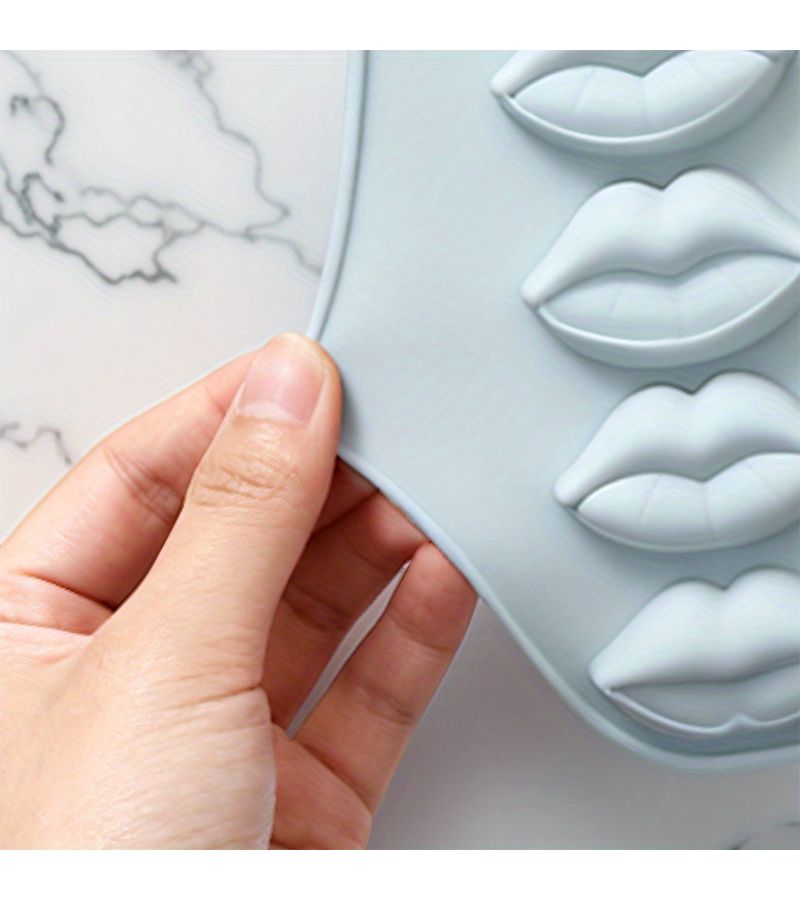 Pink 15-Holes Silicone Lip Mold for Handmade Jewelry Desktop Ornament - Image 5