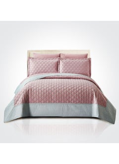 Donetella Bedspread 3-Piece Single Size Compressed Comforter Set Lightweight All Season Coverlet Set 170 X 230 Cm With Fitted Sheet & Pillow Sham, Lilac/Grey  - Image 1