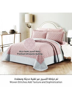 Donetella Bedspread 3-Piece Single Size Compressed Comforter Set Lightweight All Season Coverlet Set 170 X 230 Cm With Fitted Sheet & Pillow Sham, Lilac/Grey  - Image 2