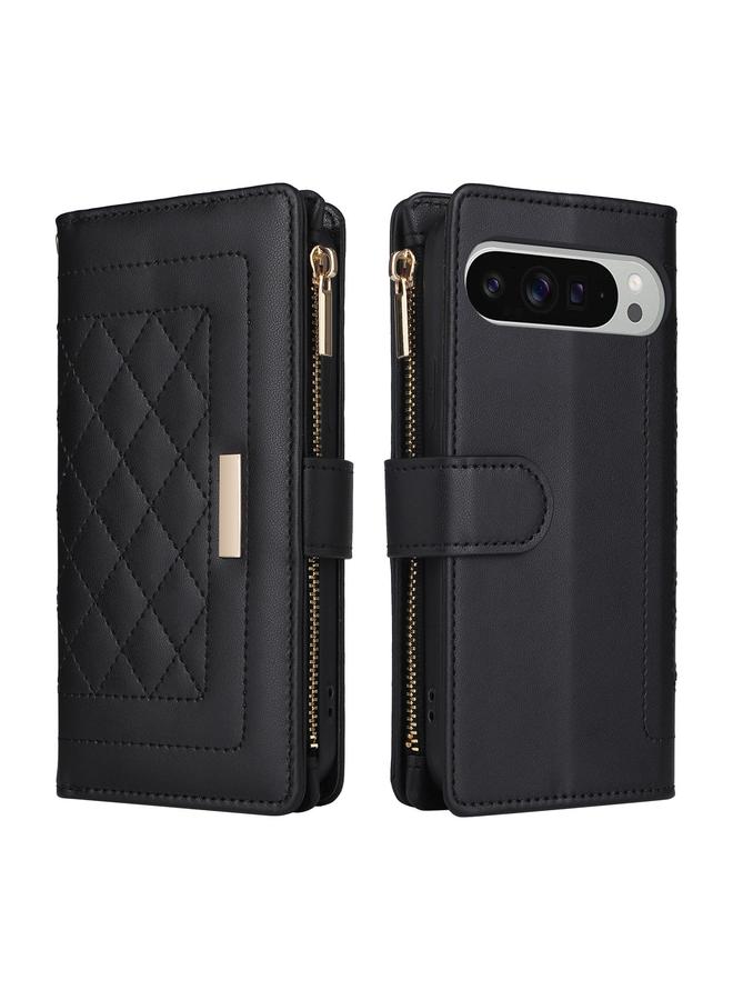 S-TOP Case For Google Pixel 9 Pro XL Crossbody Zipper Wallet Rhombus Leather Phone Case - Image 3