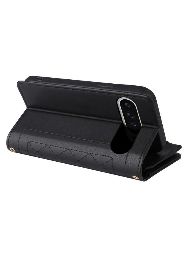 S-TOP Case For Google Pixel 9 Pro XL Crossbody Zipper Wallet Rhombus Leather Phone Case - Image 5