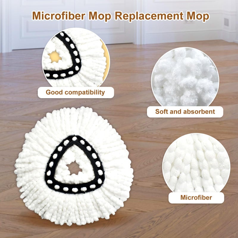 Heuihm 6 Pack Mop Heads Replacement for Ocedar EasyWring 1 Tank Spin Mop System,Include 2 Microfiber Spin Mops Replace Head&2 Chennile Mops Head Machine Washable with Scrubber Mopp Head and Base for Cleaning - Image 5