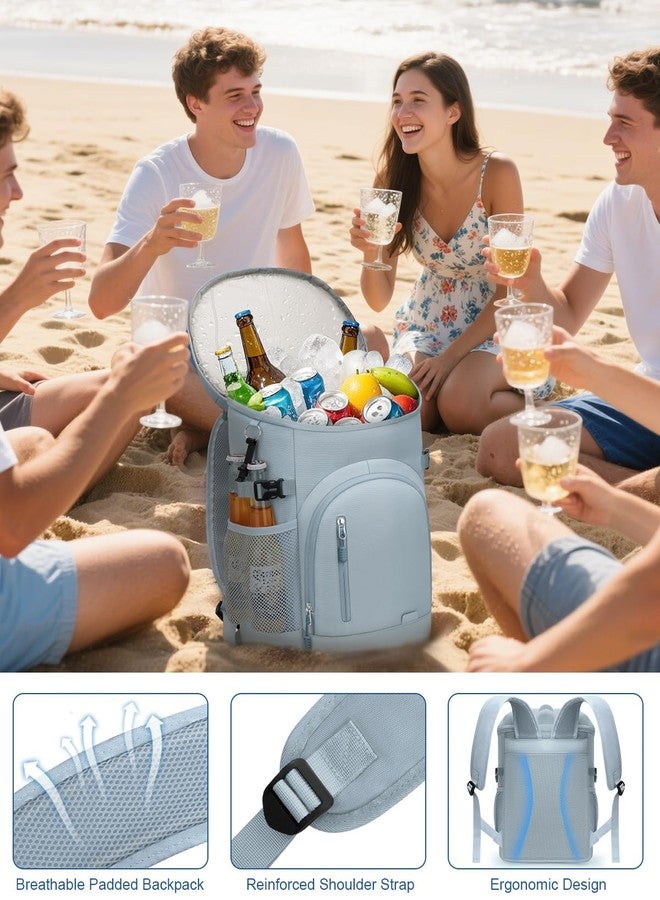 Pritent Cooler Backpack Insulated Waterproof,30 Cans Backpack Coolers Leakproof Lunch Backpack for Men Women Portable Soft Cooler Bag for Beach Camping Travel Picnic, Blue - Image 2