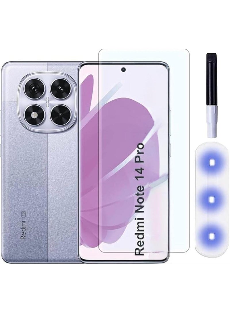 Screen Protector For Redmi Note 14 Pro , UV Glass 3D Curved Tempered Glass Screen Protector Anti Scratch 9H hardness