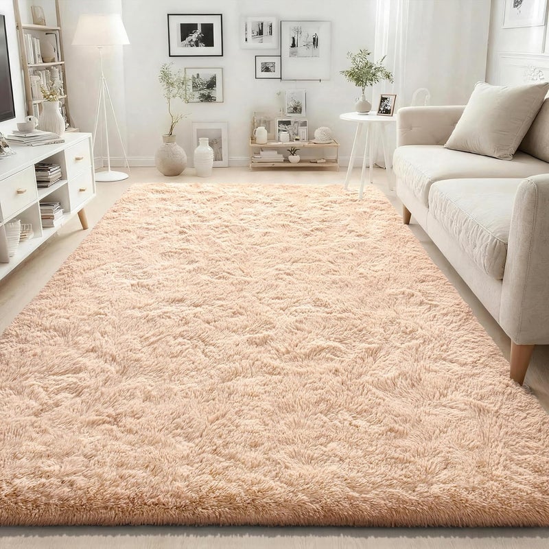 ISEAU Fluffy Rug Carpets Soft Shaggy Area Rug Indoor Floor Rugs for Kids Room Fuzzy Carpet Comfy Cute Nursery Rug Bedside Rug for Boys Girls Bedroom Living Room Home Decor, 4ft x 6ft,Camel - Image 2
