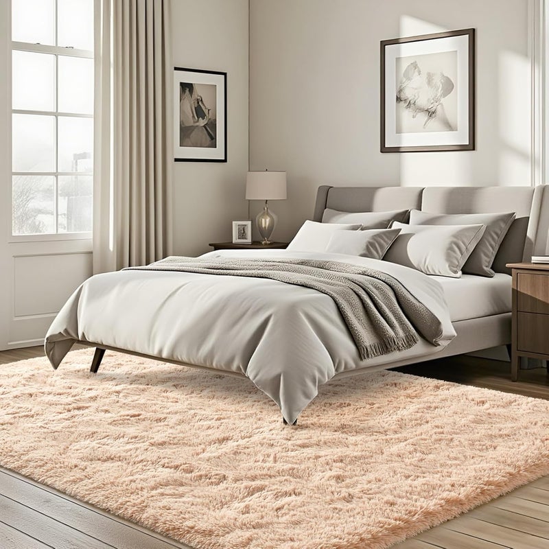 ISEAU Fluffy Rug Carpets Soft Shaggy Area Rug Indoor Floor Rugs for Kids Room Fuzzy Carpet Comfy Cute Nursery Rug Bedside Rug for Boys Girls Bedroom Living Room Home Decor, 4ft x 6ft,Camel - Image 3