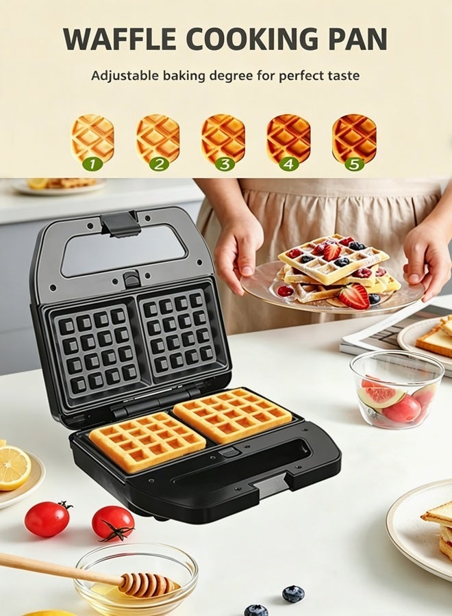 DSP 4 IN 1 Breakfast Maker, 800W Electric Waffle & Sandwich Maker, Interchangeable Non‑Stick Plates for Waffle, Sandwich, Donut, Madeleine Cake, Double‑Sided Fast Heating, Detachable Easy‑to‑Clean Plates, Household Multi Snack Maker for Home Kitchen, KC1237 - Image 5