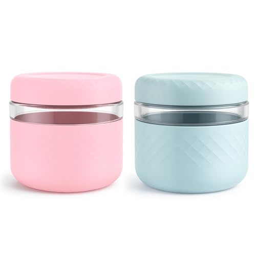 Cafezi 24 oz Glass Lunch Bowl Containers with Lids 2 Pack | Leak & Spill Proof, BPA-Free, Microwave & Dishwasher Safe | Airtight Meal Prep & Food Storage Jar for Lunch, Salad, Soup, Oats, Stew, Yogurt - Image 1