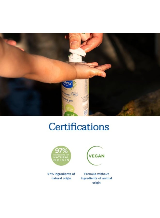 Mustela Certified Organic Cleansing Gel - Natural Hair & Body Wash w/Olive Oil & Aloe Vera - For Baby, Kid & Adult - Fragrance Free, Tear Free, Vegan & Biodegradable 400ml+400ml - Pack of 2 - Image 2