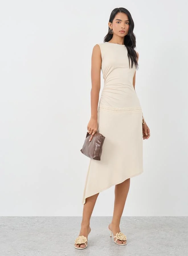 Take Two Take Two Solid Sleeveless Gathered Detail Midi Dress