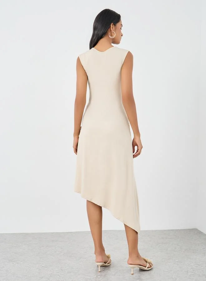 Take Two Take Two Solid Sleeveless Gathered Detail Midi Dress