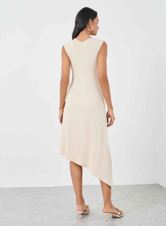 Take Two Solid Sleeveless Gathered Detail Midi Dress - Image 5