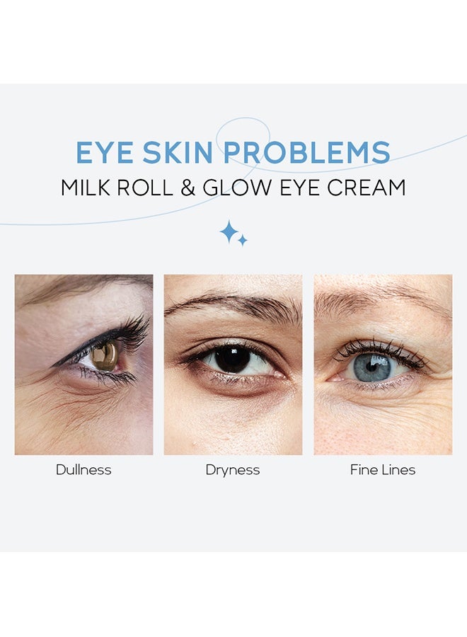 Laikou Milk Eye Cream Roll-On, Triple Roll & Glow the Skin Around The Eyes, Eye Serum For Dullness, Dryness, Fine Lines, Repair Wrinkles Under The Eyes, Intense Hydrating Eye Treatment Serum Oil 20g - Image 3