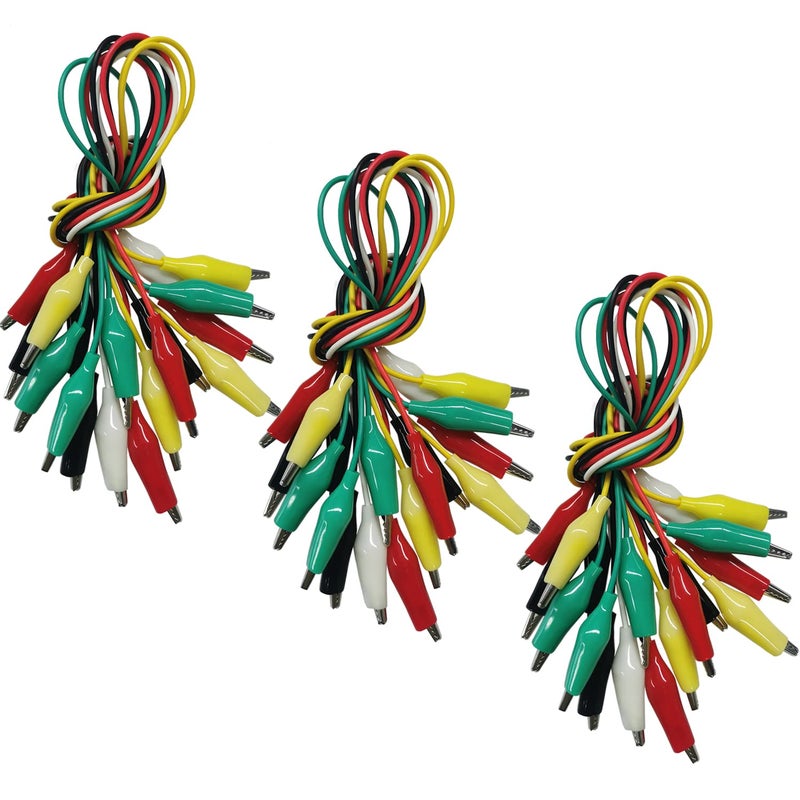 Swaytail 30PCS Premium Alligator Clips Electrical, 5 Colors Test Leads Cable with Crocodile Clips, Dual Ended Jumper Wires with Power Test Probe for Electric Welding Testing Experiments, Circuit Connection - Image 1