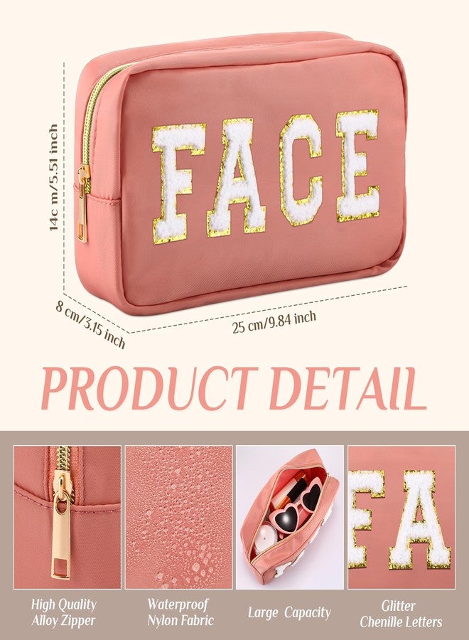 Remerry 4 PCS Nylon Cosmetic Bags Waterproof Spacious Travel Makeup Organizer for Women Chenille Letter Preppy Zipper Pouch Face Stuff Skin Hair Organizer Gift(Multicolor) - Image 3