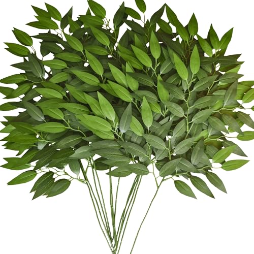 KACOMACO 48Pcs Italian Ruscus Greenery Stems 23" Artificial Silk Greenery Plants Spray Leaves for Home Room Décor - Image 1