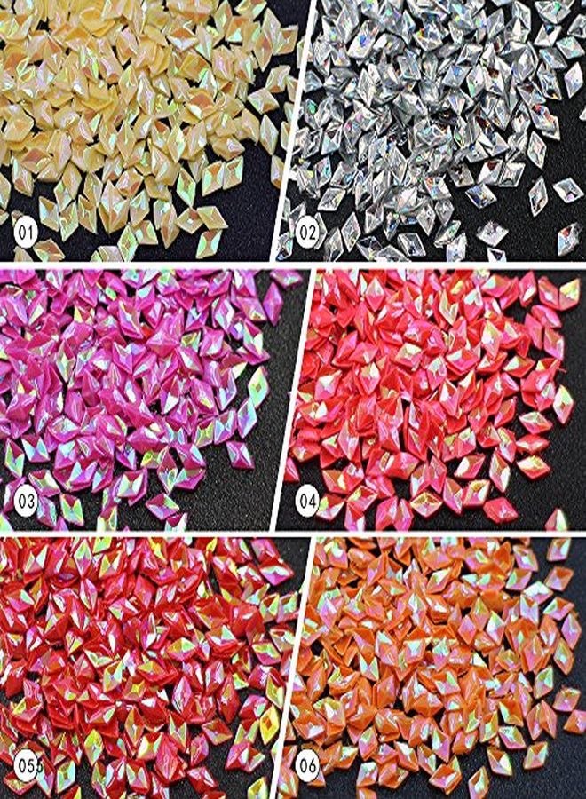 Yeslady Nail Art Rhombus Sequins Mermaid 3D Sparkling Stickers Colorful Manicure Tips 12 Boxes - Image 3