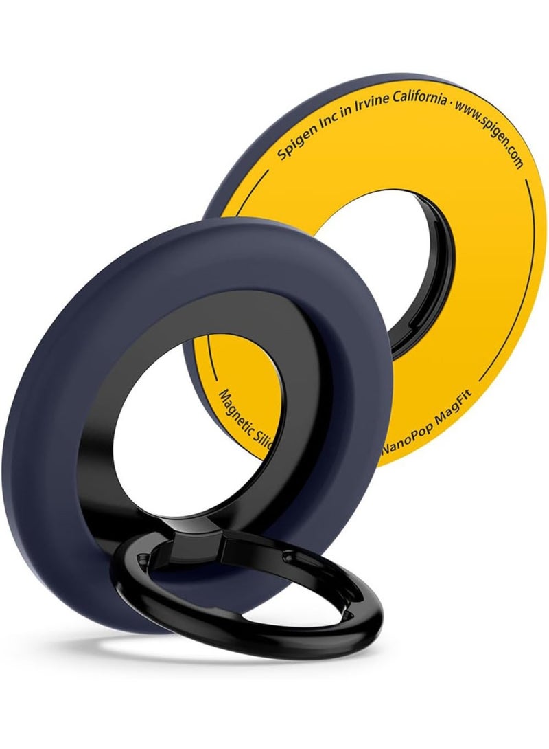 Spigen حامل هاتف سيليكون مغناطيسي قابل للتعديل Nano Pop MagFit مع حلقة دعم متوافقة مع غلاف MagSafe و iPhone 16 Pro Max و 16 Pro و 16 Plus و 15/14/13/12 - توت أزرق - Image 1