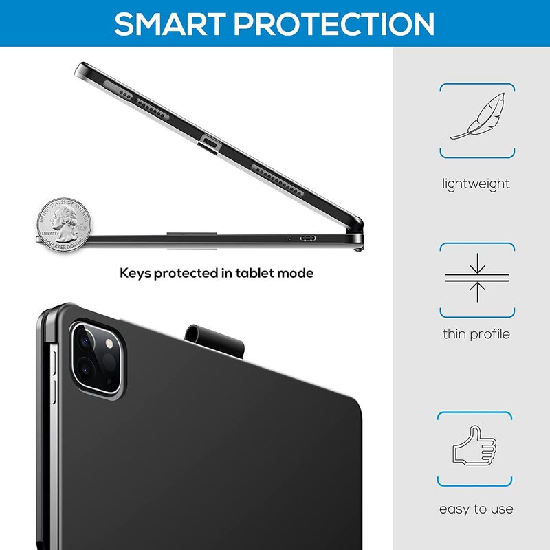 typecase حافظة لوحة مفاتيح فليكس بوك لجهاز آيباد إير 11 (M3/M2)، آير 5/4 و برو 11 (الجيل 4/3/2/1) مع لوحة تتبع، إضاءة خلفية بـ 10 ألوان، قابلة للدوران 360 درجة، حامل قلم (أسود2'5) (لا تناسب A16/10th/ 11-M4) - Image 5