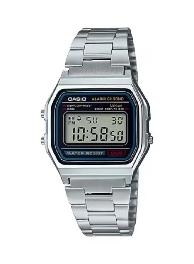 CASIO Unisex Stainless Steel Digital Watch A-158WA-1D - 33.2 mm