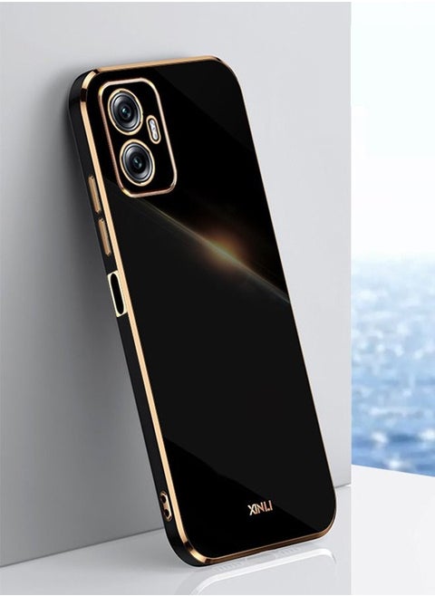 Back Case Cover For Realme Narzo N55 / Realme C55 Back Cover | Gold Electroplating Chrome | Raised Edges | Super Soft-Touch | Bumper Back Case for Realme Narzo N55 / Realme C55 (Golden & Black)