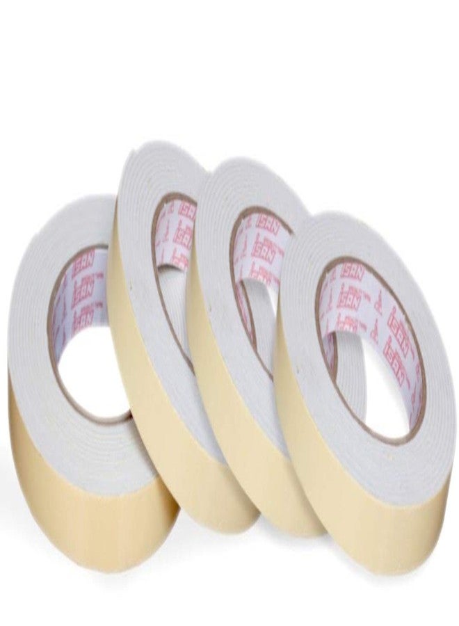 ISAN® Double Sided White Foam Tape, Mounting Tape Heavy Duty, Strong Adhesive, Weatherproof for DIY Craft, Cushioning, Padding, Home Office Décor Width18mm (3/4" Approx) x Length 5m (4 Pcs.) - Image 1