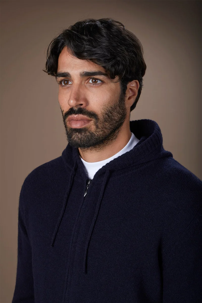 Doppelganger Blue Men's regular fit lambswool blend knitted sweatshirt - DK Blue for Men | Best Price UAE