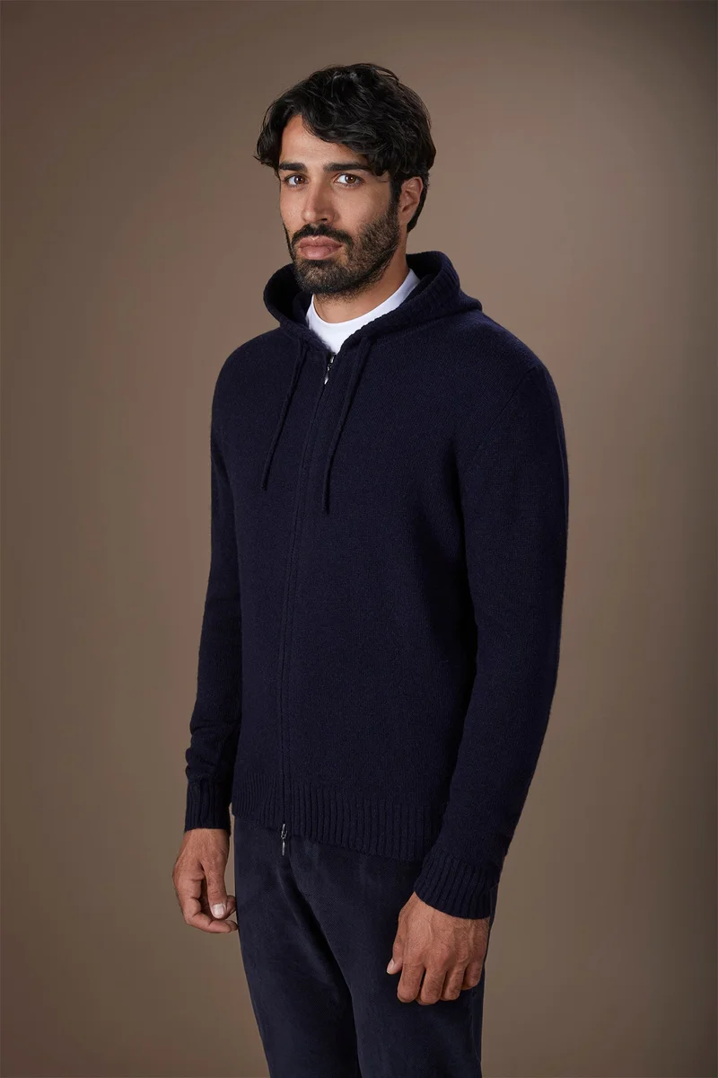 Doppelganger Men's regular fit lambswool blend knitted sweatshirt - DK Blue