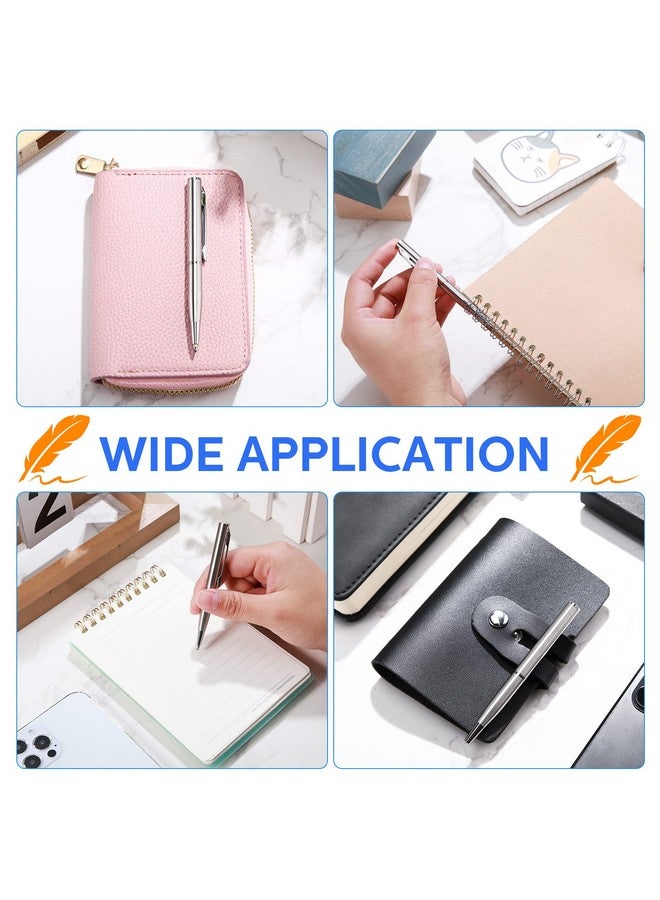 Chinco 16 Pcs Mini Pens Small Pens Short Pens Bulk Mini Metal Ballpoint Pens Small Stainless Steel Point Pen With Copper Fittings For Pockets Notebook Notepads Office School (Silver)  - Image 3