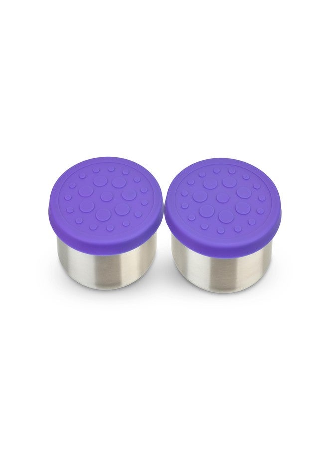 LunchBots 2.5 oz Stainless Steel Dressing Container for Condiments, Dips, Snacks, Dipping Sauce Cups with Silicone Lid, Fits in Lunch Bags and Bento Boxes - Set of 2 (Purple) - Image 1