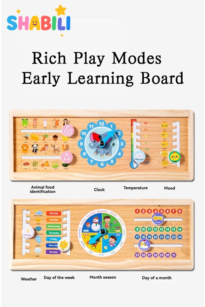SHABILI Wooden Magnetic Drawing Board for Kids Age 3 4 5 6 Years, Multi-Functional Educational Easel with Alphabet Numbers Clock Tangram Puzzle, Early Learning Toy Gift for Boys Girls Birthday Party - Image 4