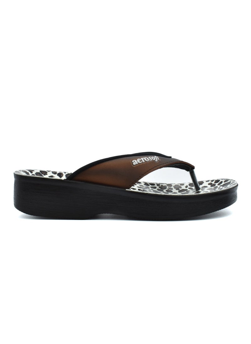 aerosoft AEROSOFT A0846 LADIES BROWN SLIPPERS  - Image 1