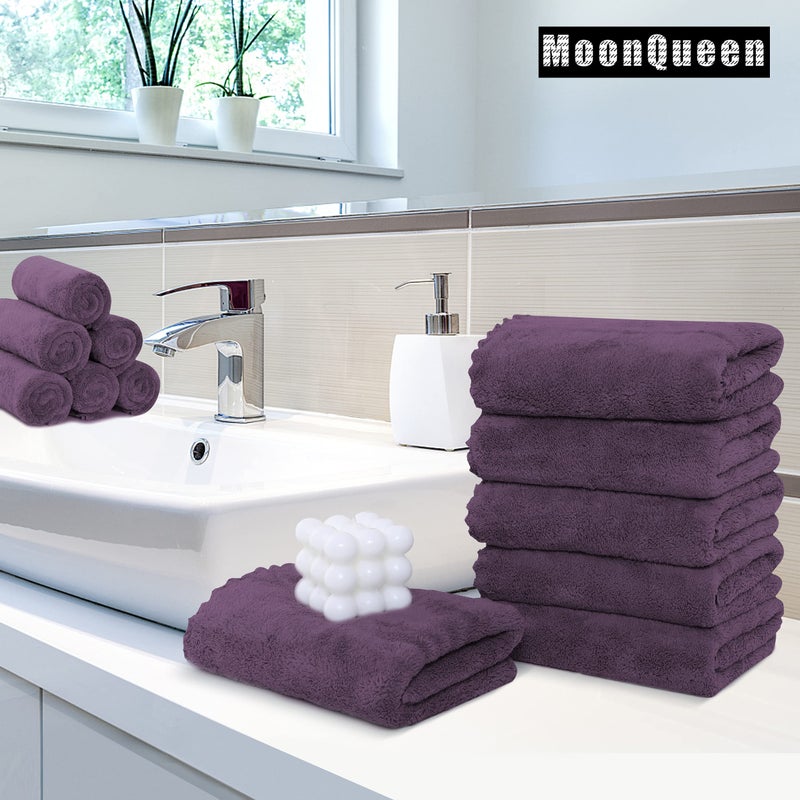 موون كوين Moonqueen 18 مناشف اليد المتميزة - تجفيف سريع - المناشف المصنوعة من الألياف الدقيقة من المناشف الامتصاصية للغاية - الاستخدام متعدد الأغراض كمنشفة يد دش في الفندق 16 × 28 بوصة (البرقوق)  - Image 2