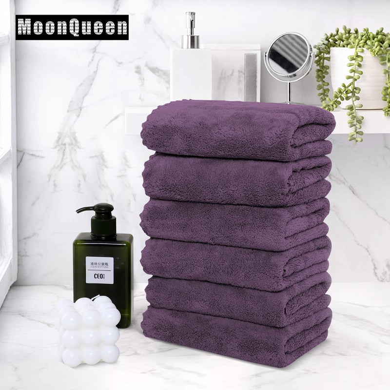 موون كوين Moonqueen 18 مناشف اليد المتميزة - تجفيف سريع - المناشف المصنوعة من الألياف الدقيقة من المناشف الامتصاصية للغاية - الاستخدام متعدد الأغراض كمنشفة يد دش في الفندق 16 × 28 بوصة (البرقوق)  - Image 5