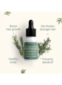 ARATA Undiluted Rosemary Essential Oil For Hair Growth, Hair Fall Control & Nourishment | 100% Natural And Pure Blend | Strengthens Hair & Balances Scalp | 15Ml  - Image 2