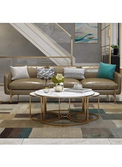 Online Decor Shoppee Online Decor Shoppee This is a multipurpose industrial stacking vintage table with a marble top design for use in living rooms It comes in a modern round metal designWhite  - Image 3