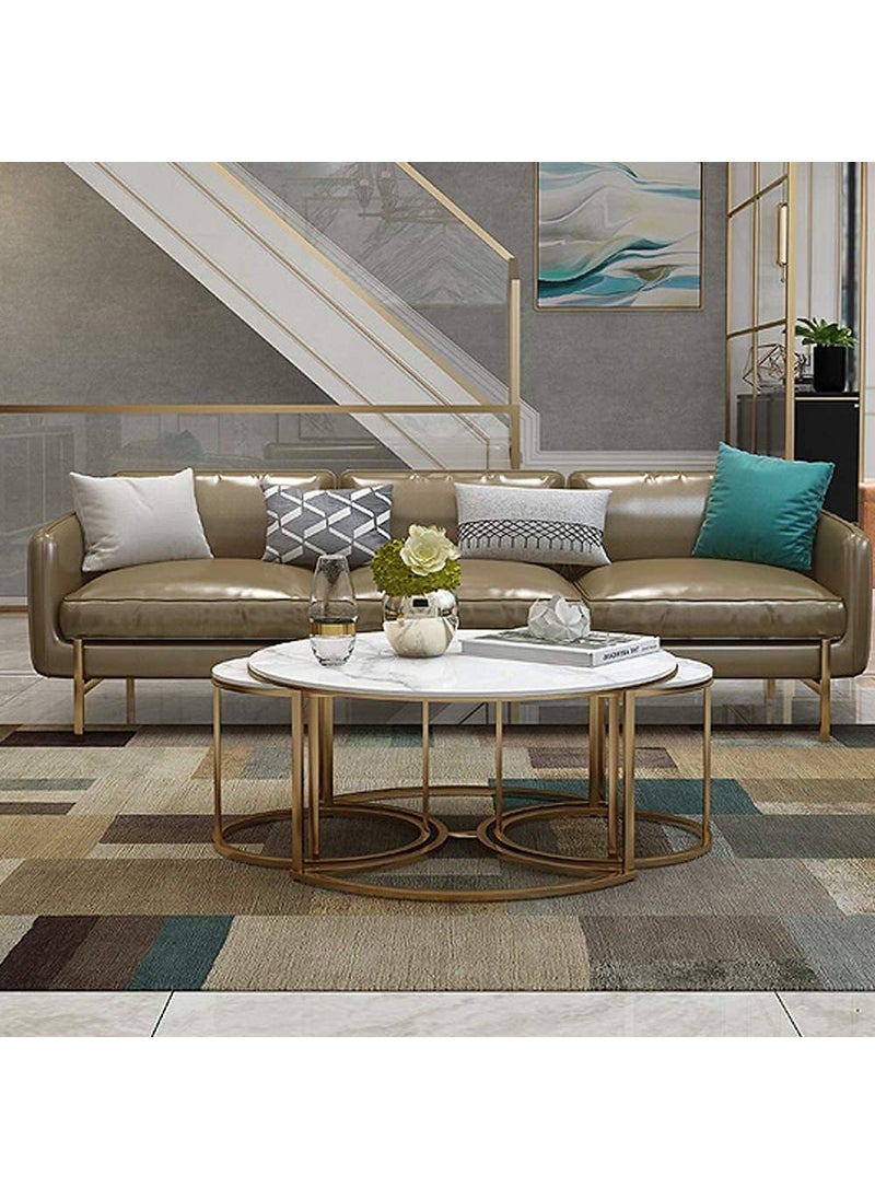 Online Decor Shoppee Online Decor Shoppee This is a multipurpose industrial stacking vintage table with a marble top design for use in living rooms It comes in a modern round metal designWhite  - Image 3