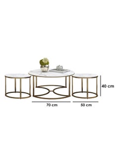 Online Decor Shoppee Online Decor Shoppee This is a multipurpose industrial stacking vintage table with a marble top design for use in living rooms It comes in a modern round metal designWhite  - Image 2