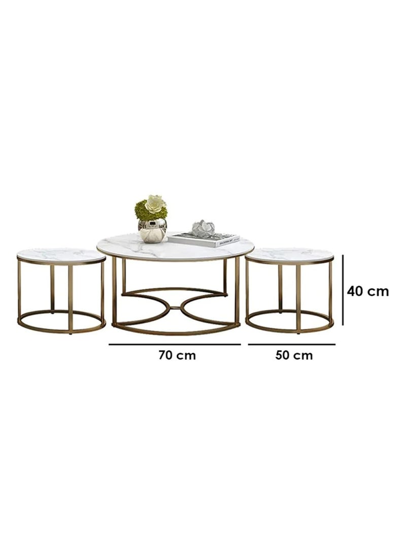 Online Decor Shoppee Online Decor Shoppee This is a multipurpose industrial stacking vintage table with a marble top design for use in living rooms It comes in a modern round metal designWhite  - Image 2