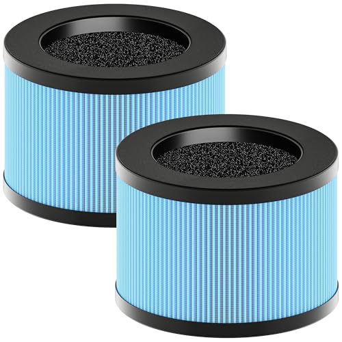 PETOX MK01 & MK06 True HEPA Filter Replacement Compatible with Aroeve MK01, MK06, ToLife TZ-K1 and Kloudi DH-JH01 Air Purifier, Standard Version, Blue, 2 Pack - Image 1