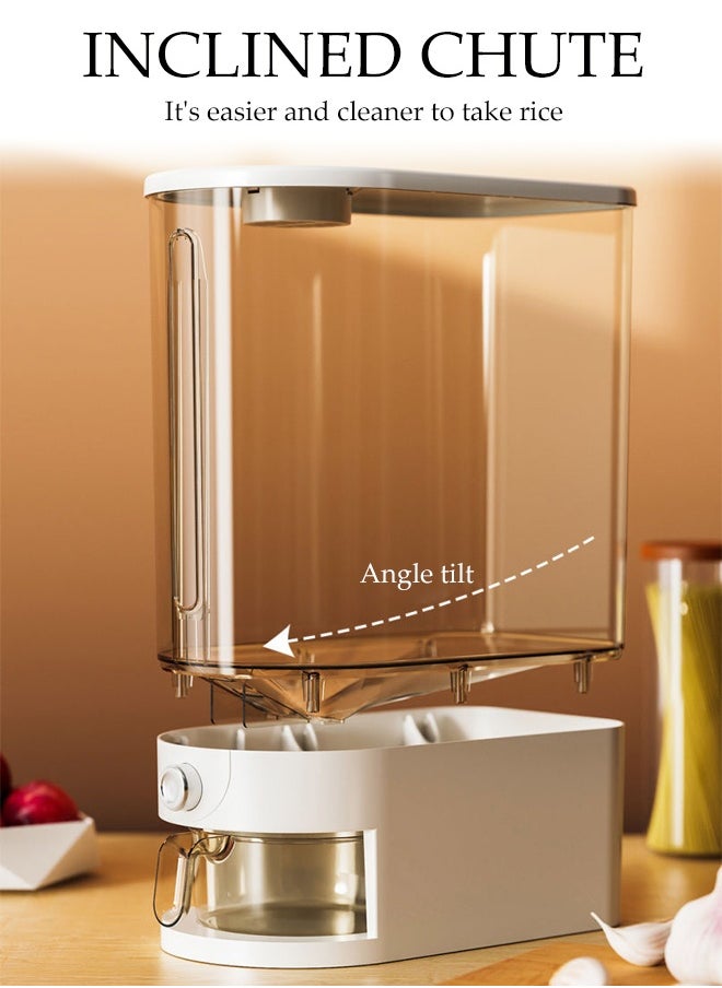 DUNISO Rice Dispenser, Large Dry Food Storage Container, Sealed Grain Dispenser Food Storage Box With Lid, Measuring Cup And Insect Repellent Box, Food Dispenser Kitchen, Store Rice, Beans, Grains, Small Dry Food, Suitable For Home Kitchen Food Storage Room, White  - Image 5