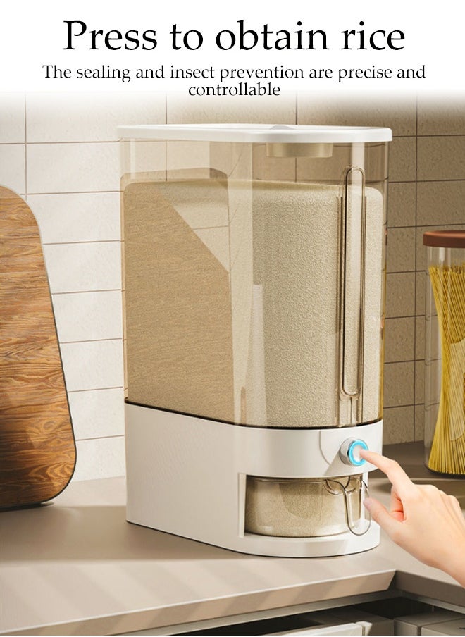 DUNISO Rice Dispenser, Large Dry Food Storage Container, Sealed Grain Dispenser Food Storage Box With Lid, Measuring Cup And Insect Repellent Box, Food Dispenser Kitchen, Store Rice, Beans, Grains, Small Dry Food, Suitable For Home Kitchen Food Storage Room, White  - Image 4