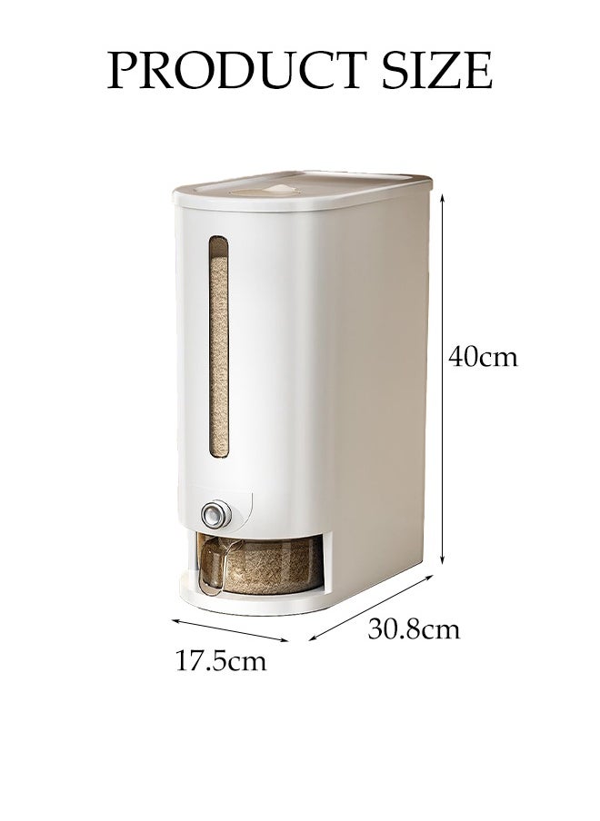 DUNISO Rice Dispenser, Large Dry Food Storage Container, Sealed Grain Dispenser Food Storage Box With Lid, Measuring Cup And Insect Repellent Box, Food Dispenser Kitchen, Store Rice, Beans, Grains, Small Dry Food, Suitable For Home Kitchen Food Storage Room, White  - Image 2