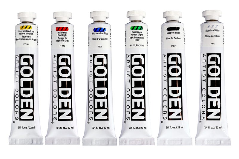 GOLDEN Heavy Body Acrylics, Intro Set, 6 Color, Professional Acrylic Paint - Image 2
