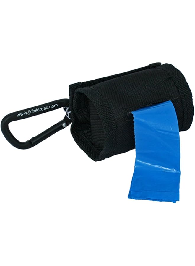J.L. Childress Bag 'N Bags Diaper And Dog Waste Bag Dispenser Plus 30 Disposable Bags Portable Fabric Dispenser And Bag Holder Hooks To Stroller Diaper Bag Or Leash Black  - Image 1