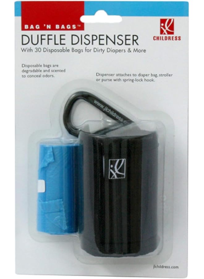 J.L. Childress Bag 'N Bags Diaper And Dog Waste Bag Dispenser Plus 30 Disposable Bags Portable Fabric Dispenser And Bag Holder Hooks To Stroller Diaper Bag Or Leash Black  - Image 4