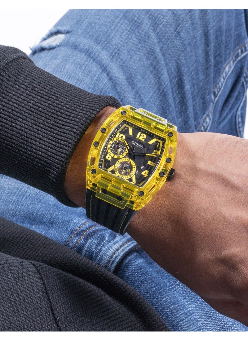 GUESS - GUESS Mens Black Yellow Multi-function Watch - GW0499G2 - Image 1