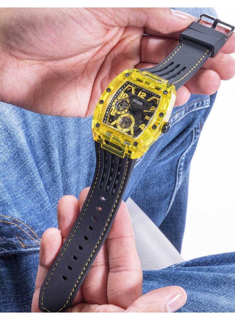 GUESS - GUESS Mens Black Yellow Multi-function Watch - GW0499G2 - Image 1